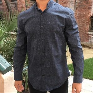 Men’s Navy Patterned Zara Button Down Shirt